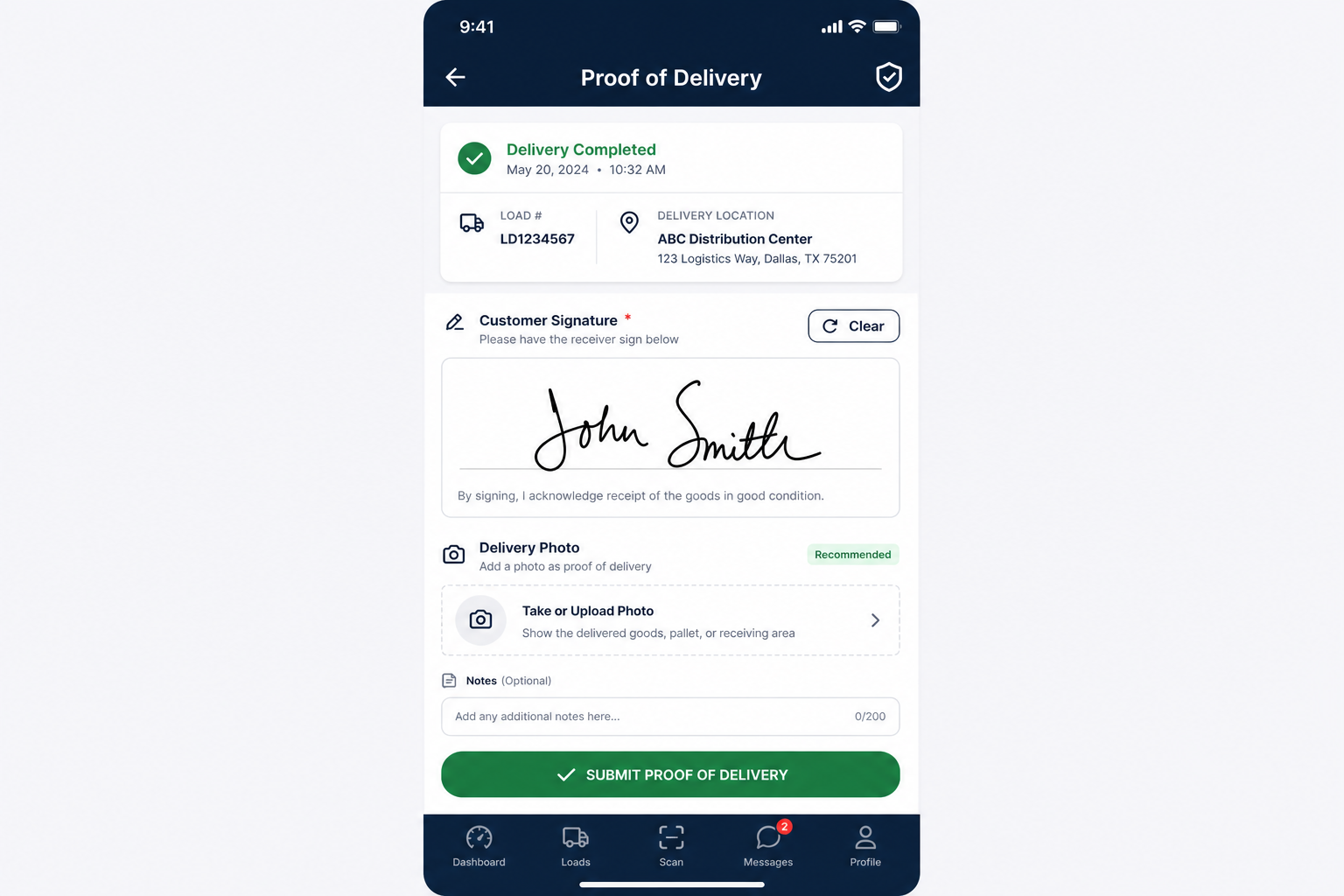 Proof of delivery and job management