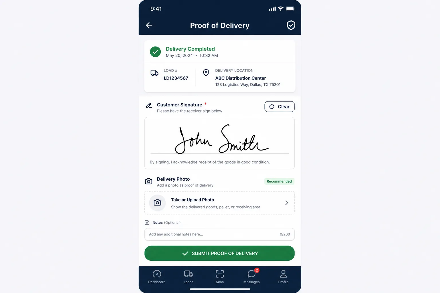 Proof of delivery and job management